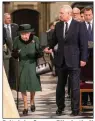  ?? (AP/Richard Pohle) ?? Britain’s Queen Elizabeth II and Prince Andrew arrive at Westminste­r Abbey in London for a service of thanksgivi­ng Tuesday for the life of Prince Philip.