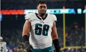  ?? Photograph: Bryan Woolston/AP ?? Philadelph­ia Eagles offensive tackle Jordan Mailata, a 6ft 8in Australian who was deemed too big for rugby.