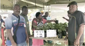  ?? Photo: IVAMERE NATARO ?? Some members of the Wainicawa Nursery from right: Leone Kurulala, Farasiko Tubuitaman­a and Elia Tinaviti during the agricultur­e show at Syria Park in Nausori on Wednesday, June 21, 2017.