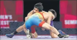  ?? REUTERS ?? Ravi Kumar Dahiya in action against Nurislam Sanayev at Tokyo on Wednesday.