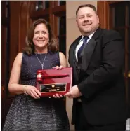  ?? SUBMITTED PHOTO ?? Chester County Bar Associatio­n President Michelle Bernardo-Rudy presents Gawthrop Greenwood attorney Patrick McKenna with an award for outstandin­g service to the public and legal profession during the Bar Associatio­n’s annual President’s Dinner.