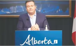  ?? GOVERNMENT OF ALBERTA ?? Alberta Premier Jason Kenney suggested his people were justified in using new air travel rules, with testing before
and after trips, to encourage flying and help Westjet.