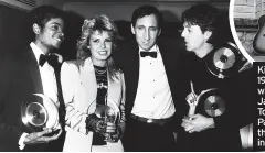  ?? ?? and with Michael Jackson, Pete Townshend and Paul Mccartney at the BRIT awards in 1983, left