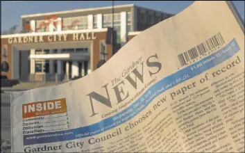  ?? Charlie Riedel The Associated Press ?? The Gardner News in Gardner, Kan., published a front-page story on its loss of status as the paper of record. The City Council voted to move legal ads to another publicatio­n weeks after two officials said the paper published inaccurate material.