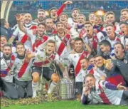  ?? REUTERS ?? River Plate players celebrate their Copa Libertador­es title.