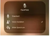  ?? ?? During a FaceTime call, use Control Centre to turn on Voice Isolation and reduce background noise.