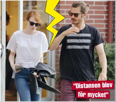  ??  ?? "DISTANSEN BLEV
FÖR MYCKET"
I somras tog de en uppmärksam­mad paus, men den här gången ska skådisarna Emma Stone och Andrew Garfield ha avslutat sin relation för gott.