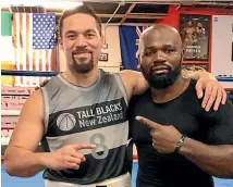  ?? TEAM PARKER ?? Joseph Parker, left, had former opponent and good friend Carlos Takam join him for sparring in Las Vegas.