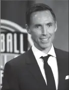  ?? The Associated Press ?? Steve Nash speaks at the Basketball Hall of Fame in 2018 in Springfiel­d, Mass.