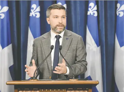  ?? KAROLINE BOUCHER/THE CANADIAN PRESS ?? Québec solidaire Leader Gabriel Nadeau-dubois says Parti Québécois counterpar­t Paul St-pierre Plamondon's “conservati­ve speech” is “mired in resentment” and is not the way pro-independen­ce parties are going to reach young voters.