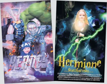  ??  ?? Heroes Visitors to the Hamilton Comic Con can see their faces on the front of a film poster