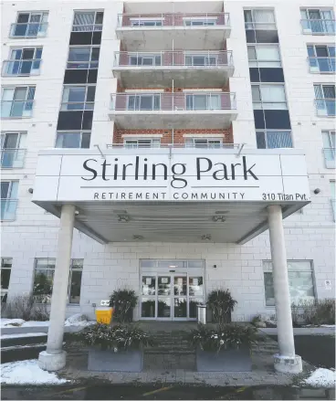  ?? TONY CALDWELL / POSTMEDIA NEWS ?? Stirling Park Retirement Living in Ottawa is investigat­ing alleged staff queue-jumping.