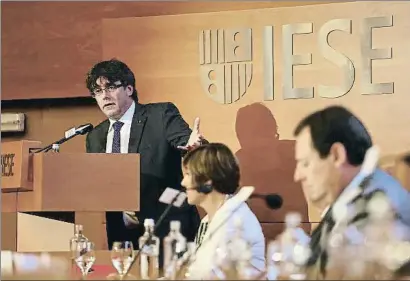  ?? RUBÉN MORENO ?? Carles Puigdemont va inaugurar ahir el Congrés Català de Comptabili­tat i Direcció a l’Iese