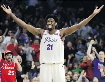  ?? MATT SLOCUM/THE ASSOCIATED PRESS ?? Young Philadelph­ia 76ers centre Joel Embiid is one of the more active players on social media, with more than two million Instagram followers and another 1.27 million on Twitter.