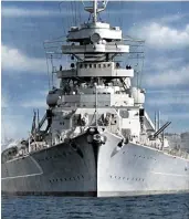  ?? ?? Photo of the bow of Bismarck taken in August 1940