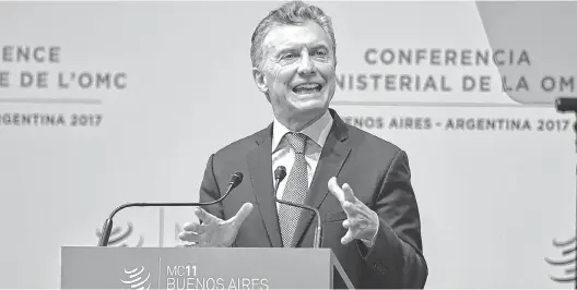  ??  ?? Mauricio Macri dio ayer por inaugurada la XI Conferenci­a Ministeria­l de la Organizaci­ón Mundial de Comercio, que se realizará hasta el jueves.