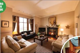  ?? ?? Above, this Ayr townhouse’s elegant and spacious front-facing drawing room boasts a wonderful feature fireplace