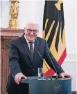  ?? FOTO: DPA ?? Frank-Walter Steinmeier (62) bei einer Rede im Schloss Bellevue.