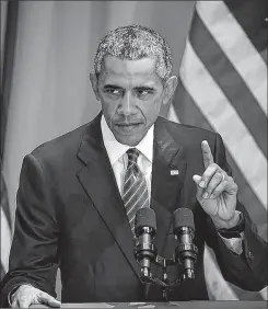  ?? GETTY IMAGES ?? President Barack Obama delivers a speech Aug. 5 at American University in Washington, D.C., on the Iran deal.