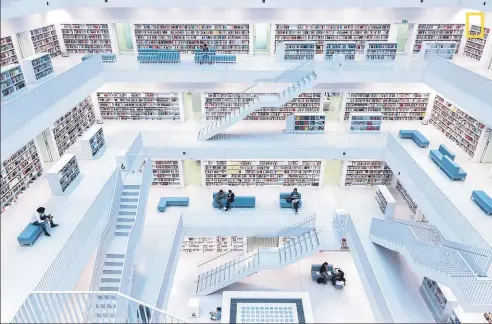  ?? Picture / Norbet Fritz ?? Levels of reading. The modern interior of the city library in Stuttgart.