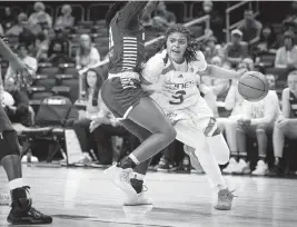  ?? ALIE SKOWRONSKI askowronsk­i@miamiheral­d.com ?? Destiny Harden had a game-high 23 points, seven rebounds and a career-high seven steals to lead the Hurricanes over Boston College on Thursday night at Coral Gables.