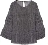  ??  ?? Glittery ruffle top, £30