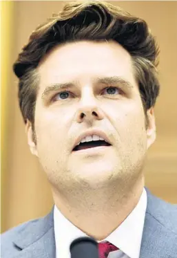  ?? MANDEL NGAN/AP ?? U.S. Rep. Matt Gaetz, R-Fla., and some of his former allies in the Florida House are at the center of a number of controvers­ies.