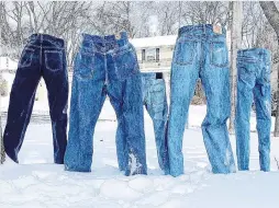  ?? PHOTO: PAM METCALF VIA REUTERS ?? Out of body experience . . . Frozen jeans stand alone in Saint Anthony Village, Minnesota, in the United States.