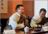  ?? ZHAO HUANXIN / CHINA DAILY ?? Pema Wangdu, deputy to the People’s Congress of the Tibet autonomous region, speaks at a press briefing on Friday in Washington. He led a delegation of the China’s National People’s Congress from the Tibet autonomous region to the US from May 9-14.