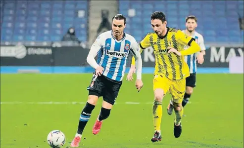  ?? RCDE ?? Raúl de Tomás va tornar a l’equip contra l’Oviedo després de les molèsties musculars