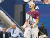  ?? CHARLES KRUPA/AP ?? Casper Ruud, of Norway, reacts after defeating Russia’s Karen Khachanov during the semifinals of the U.S. Open on Friday afternoon.