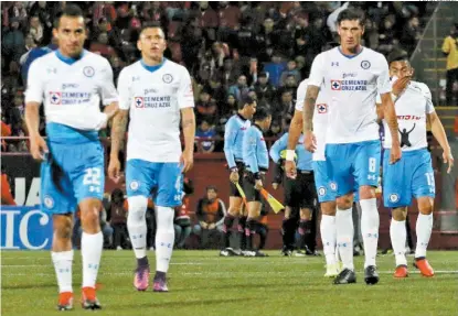  ??  ?? Jugadores de Cruz Azul, después de la derrota ante Xolos