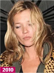  ??  ?? Sober new me: Primrose Hill set party princess Kate Moss as she was then, and now 2010