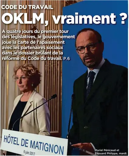  ??  ?? Muriel Pénicaud et Edouard Philippe, mardi.