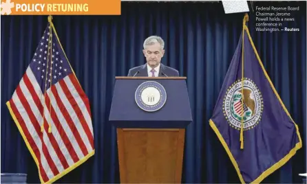  ?? — Reuters ?? Federal Reserve Board Chairman Jerome Powell holds a news conference in Washington.