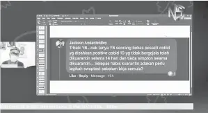  ??  ?? MAKLUMAT: Dr Annuar menerangka­n kes COVID-19 di Sibu semasa siaran langsung Facebookny­a semalam.