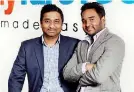  ??  ?? Findmyfare.com founders Thushan Shanmugara­jah and Abishek Sithampala­m