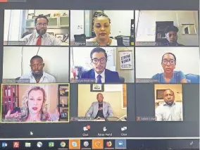  ?? [CARLA HINTON/ THE OKLAHOMAN] ?? Congresswo­man Kendra Horn, D-Oklahoma City, Horn's district interns and a group of community panelists participat­e in a virtual town hall titled “Youth Voices: A Black Lives Matter Conversati­on.”