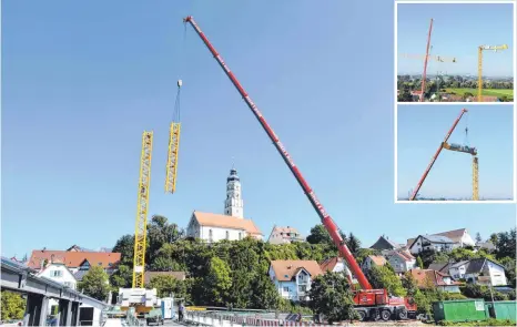  ?? FOTOS:JOSEF KARL RENZ/PR ?? Mittlerwei­le ist auch der große Kran an der Öpfinger Brückenbau­stelle abgebaut worden. Zahlreiche große und kleine Infrastruk­turprojekt­e der Gemeinde neigen sich dem Ende zu und können trotz einiger Hürden wohl noch pünktlich in diesem Jahr abgeschlos­sen werden.