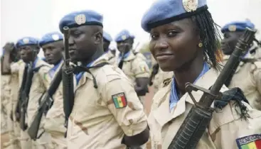  ?? ?? A contingent of United Nations peacekeepe­rs in Mali.