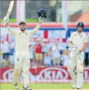  ?? AFP ?? Ben Foakes (left) celebrates his century on debut during the second day of the first Test against Sri Lanka at Galle.