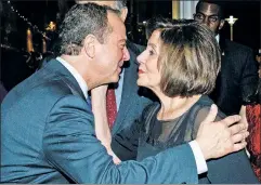  ??  ?? Fake smiles: Adam Schiff (l.) and Nancy Pelosi couldn’t prove anything.