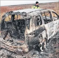  ?? SUBMITTED PHOTO/FACEBOOK ?? Brittany Mauger found her stolen 2006 Mazda 5 on Nov. 19 burned and abandoned at the top of Steeles Hill Road in Glace Bay. Even though the car was locked and she had the keys, thieves were able to steal it from her home while she slept.