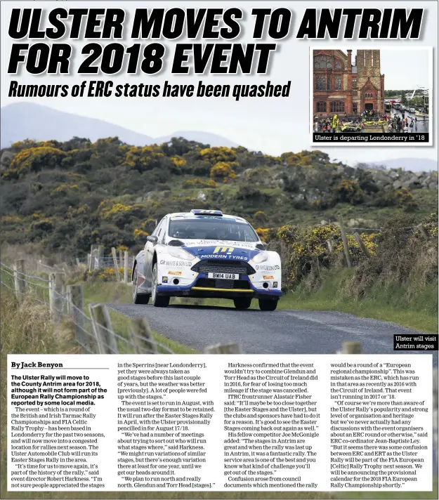  ??  ?? Ulster is departing Londonderr­y in ’18 Ulster will visit Antrim stages