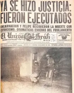  ??  ?? Escena del fusilamien­to de dos acusados de violación y robo en 1944.