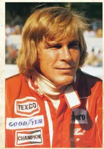  ??  ?? James Hunt in 1976 title-winning race kit