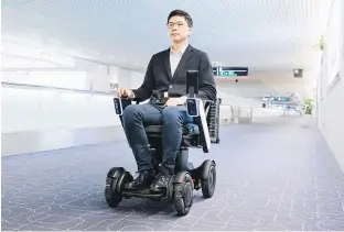  ?? WHILL, INC., VIA AP ?? The Autonomous Drive System is tested at Haneda Airport in Tokyo. The airport is using it to help with social distancing amid the coronaviru­s pandemic.