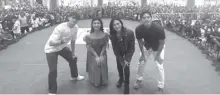  ?? ?? Bruce Roeland, Carla Abellana, Jennylyn Mercado, and Mike Tan at the Dinagyang Festival