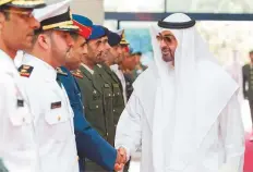  ?? ?? Shaikh Mohammad Bin Zayed Al Nahyan attends the graduation ceremony of the 20th batch of officers at the Joint Command and Staff College in Abu Dhabi in June 2011. ■