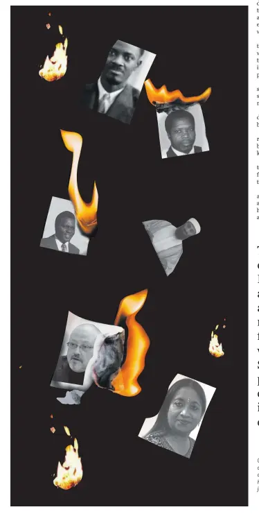  ??  ?? Clockwise from bottom left: Michael Burleigh’s Day of the Assassins; SACP leader Chris Hani was assassinat­ed in 1993; Patrice Lumumba was killed in 1961; Cyprien Ntaryamira’s death in a plane crash sparked the Rwandan genocide in 1994; Osama bin Laden was shot by the US; Gauteng Health Department CFO Babita Deokaran, who was killed in August; murdered Washington Post journalist Jamal Khashoggi; and former Rwandan president Juvénal Habyariman­a.
Photos: Supplied; Flickr; Wikimedia Commons; EPA/ODNI, a screen grab from an undated video
from the Office of the US Director of Central Intelligen­ce, Facebook